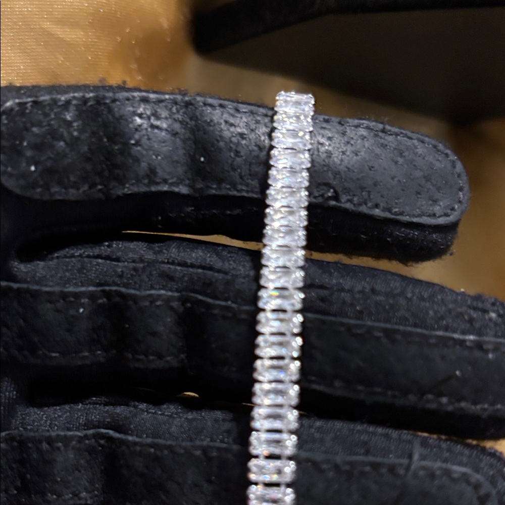 Elegant Baguette Silver Tennis Bracelet - Picture 2 of 6